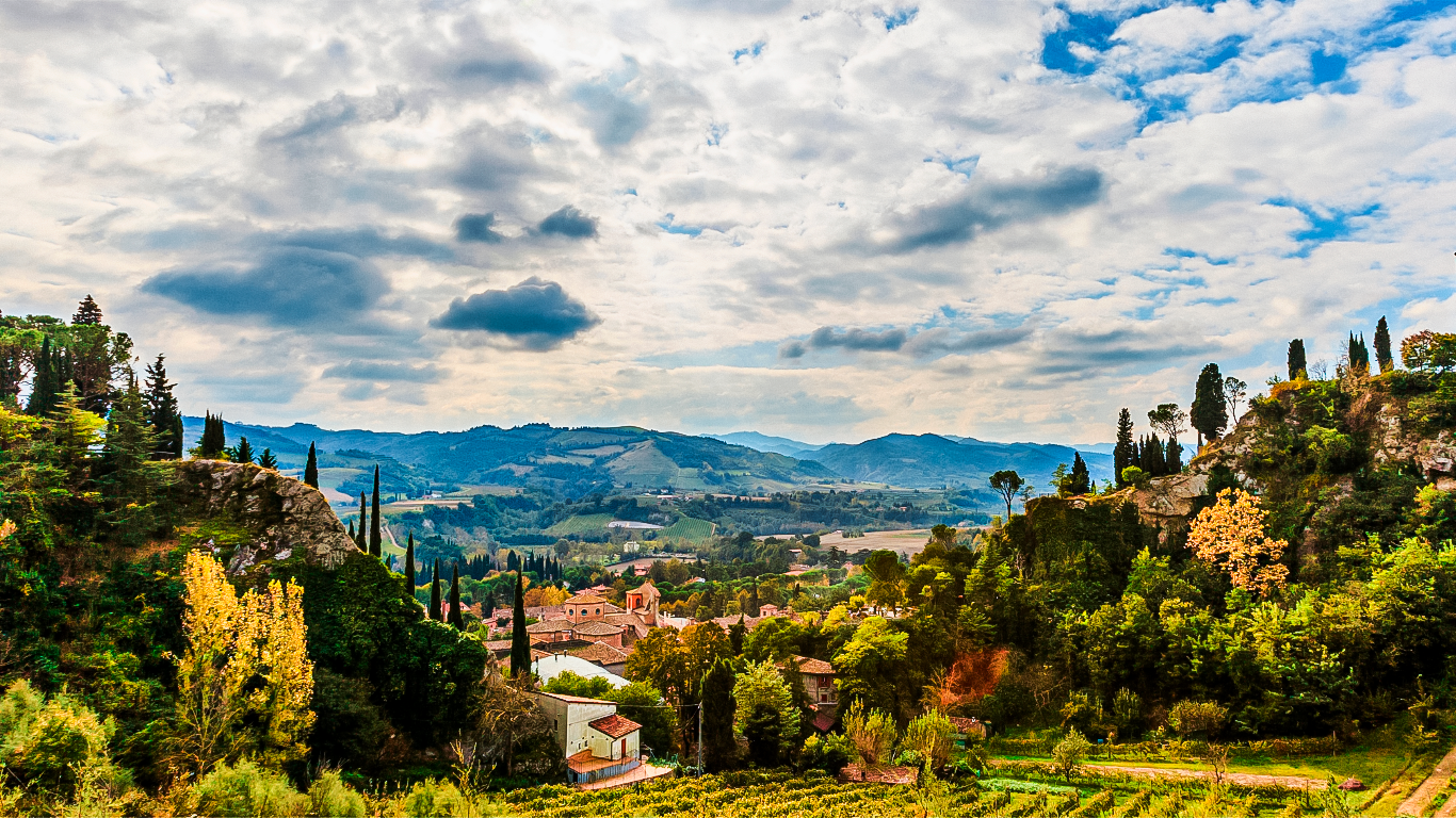 Paisagem da Emilia-Romagna, coração do Food Valley italiano